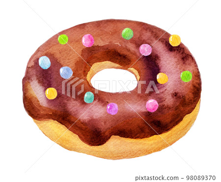 Watercolor illustration chocolate donut donut boom 98089370