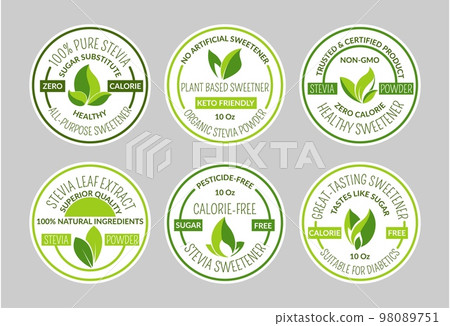 Sticker set design for stevia sweetener product Sticker set design for stevia sweetener product 98089751