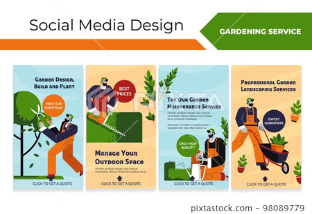 Social media web page set for gardening service Social media web page set for gardening service 98089779