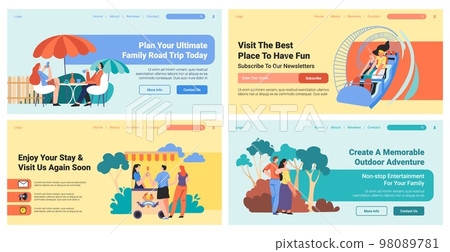 Web banner set design with leisure planning promo Web banner set design with leisure planning promo 98089781