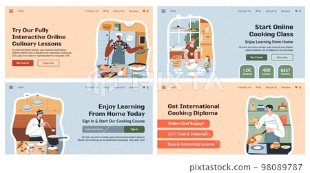Landing page set with culinary lessons advertising 98089787