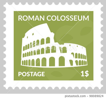 Postcard or postmark with colosseum in Italy Rome Postcard or postmark with colosseum in Italy Rome 98089824