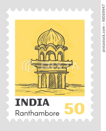 India Ranthambore national park, post mark vector 98089947