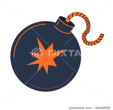 Bomb explosive weapons, grenade with fuse vector 98089998