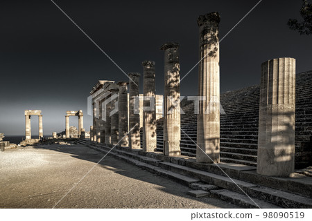 Acropolis of Lindos in Rhodes island in Greece 98090519