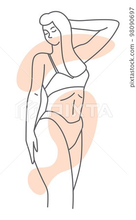 Body of sensitive female character, sketch vector 98090697