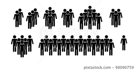 Set of people icons in flat style. Crowd. Group of people . Company or team 98090759