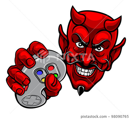 Devil Gamer Video Game Controller Mascot Cartoon 98090765