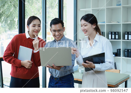 business group people meeting and discuss, plan financial budgets for investments, planning new marketing strategies to fight with competitors. business group people meeting and discuss, plan financial budgets for investments, planning new marketing strategies to fight with competitors. 98092547