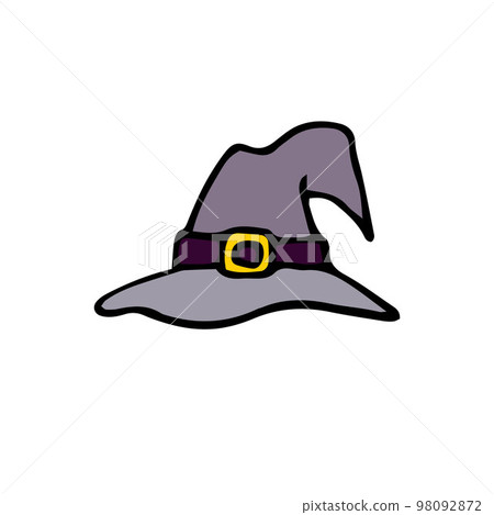 Doodle witch hat. Hand-drawn detail of masquerade costume Doodle witch hat. Hand-drawn detail of masquerade costume 98092872