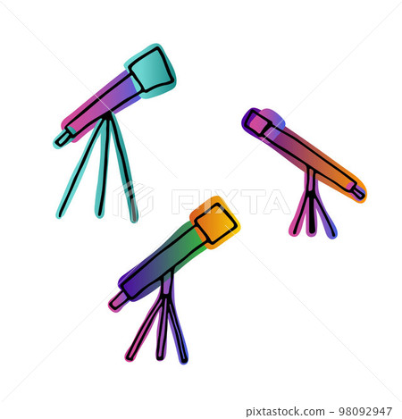 Doodle telescopes set. Neon Color scope image Doodle telescopes set. Neon Color scope image 98092947