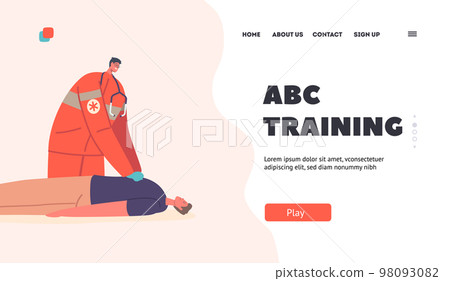 Abc Training Landing Page Template. Cardiopulmonary Resuscitation, Cpr Aid. Artificial Ventilation Effort to Patient Abc Training Landing Page Template. Cardiopulmonary Resuscitation, Cpr Aid. Artificial Ventilation Effort to Patient 98093082