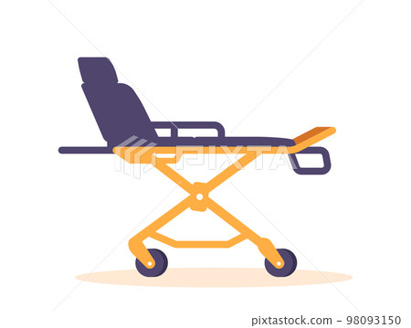 Medical Bed, Gurney or Stretchers Isolated on White Background. Hospital Equipment for Transportation of Injured Patient Medical Bed, Gurney or Stretchers Isolated on White Background. Hospital Equipment for Transportation of Injured Patient 98093150