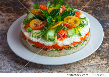 Layered salad. Salad decoration. 98093462
