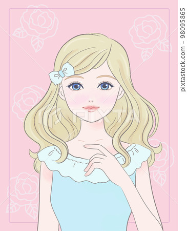帶髮飾的長捲髮女孩 帶髮飾的長捲髮女孩 98095865