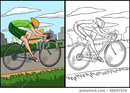 Road Bicycle Racing Coloring Page Illustration Road Bicycle Racing Coloring Page Illustration 98095939