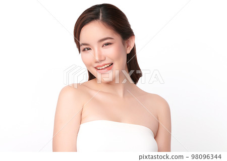 Beautiful young asian woman with clean fresh skin on white background, Face care, Facial treatment, Cosmetology, beauty and spa, Asian women portrait. Beautiful young asian woman with clean fresh skin on white background, Face care, Facial treatment, Cosmetology, beauty and spa, Asian women portrait. 98096344