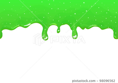 Slime green with glitter, jelly glaze with drips in cartoon style seamless isolated on white background. 98096562