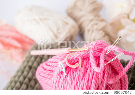 Knitting yarn balls and tools Knitting yarn balls and tools 98097042