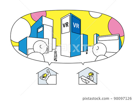 兩個人在遠方參觀 VR 城市 98097126