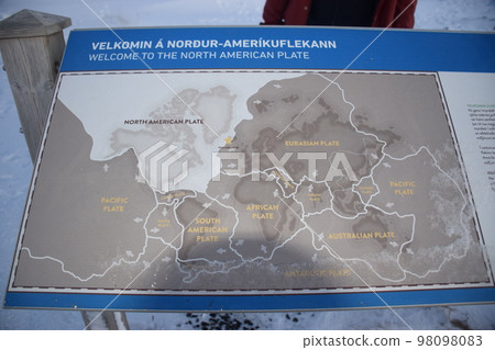 Topographic map near the Continental Bridge, a bridge connecting Europe and North America, Reykjanes Peninsula, Iceland Topographic map near the Continental Bridge, a bridge connecting Europe and North America, Reykjanes Peninsula, Iceland 98098083