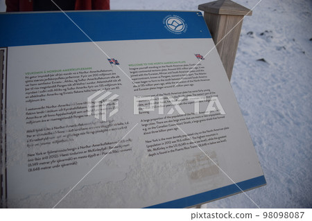 Iceland Reykjanes Peninsula Guidance near Continental Bridge, a bridge connecting Europe and North America 98098087