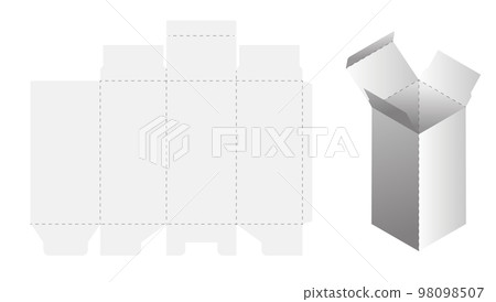 Box cut model. Package template layout for new design. Paper rectangular cardboard, container mockup. Blank package for product, present, surprise delivery Box cut model. Package template layout for new design. Paper rectangular cardboard, container mockup. Blank package for product, present, surprise delivery 98098507