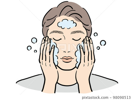 Young man washing his face 98098513