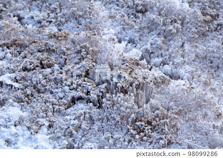 Frozen winter ground Frost columns 98099286