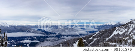 Canadian Mountain Landscape Nature Background covered in snow. Whistler 98101579
