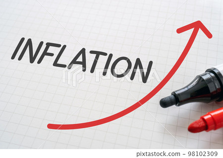 寫著 INFLATION 的筆記本和記號筆 寫著 INFLATION 的筆記本和記號筆 98102309