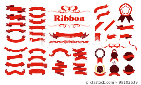 red ribbon. Title headline material set 98102639
