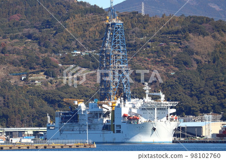 CHIKYU, a deep-sea exploration vessel moored at Shimizu Port CHIKYU, a deep-sea exploration vessel moored at Shimizu Port 98102760