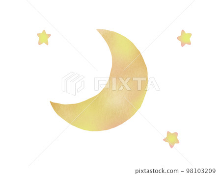 A cute hand-drawn crescent moon and star illustration like a fairy tale world A cute hand-drawn crescent moon and star illustration like a fairy tale world 98103209