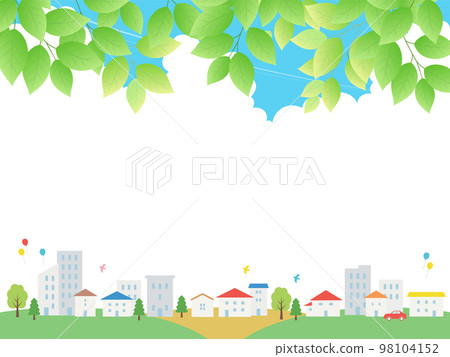 Fresh green and cityscape frame background Fresh green and cityscape frame background 98104152