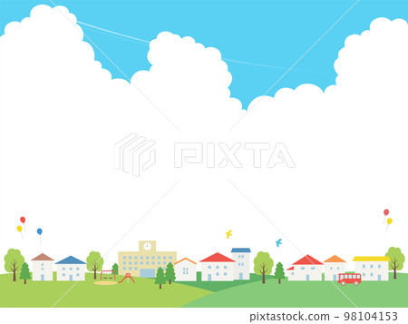 Summer sky and cityscape frame background Summer sky and cityscape frame background 98104153