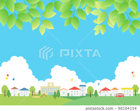 Fresh green and cityscape frame background Fresh green and cityscape frame background 98104154