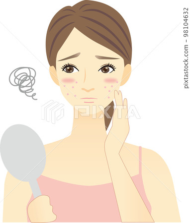 A woman who is worried about putting her hand on 98104632