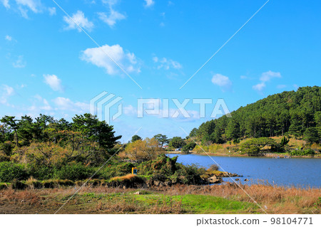 蘇珊水庫，水庫，村莊，天空，漢拏山，風景， 98104771