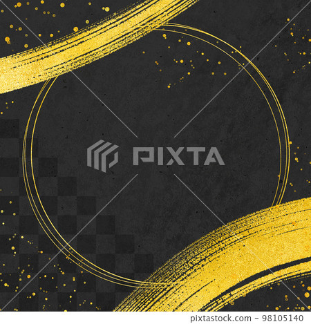 Japanese material gold brush frame black with circle frame square version 98105140