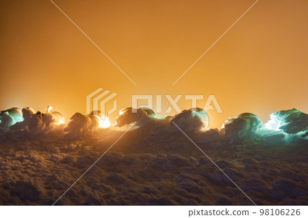 山形縣山形市山形藏王被霜凍覆蓋的樹木點亮的燈光 98106226