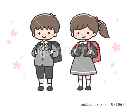 入學儀式男孩和女孩 入學儀式男孩和女孩 98106703