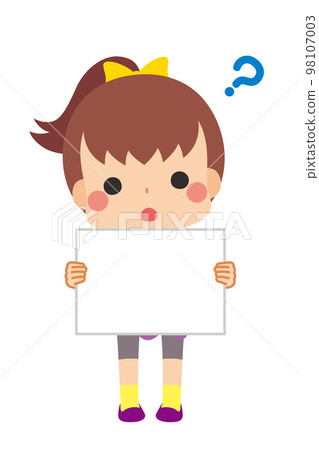 Illustration of a cute little girl tilting her head with a message board White background Vector Full body Person 98107003