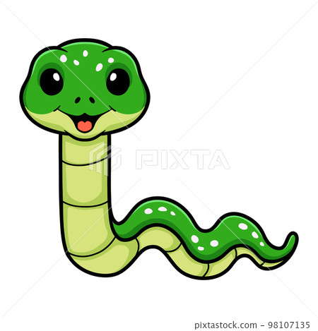 Cute green tree python cartoon Cute green tree python cartoon 98107135