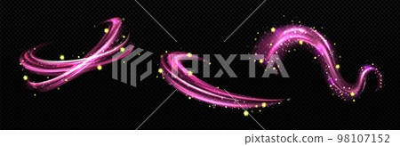 Magic effect, pink air swirl with golden stars 98107152