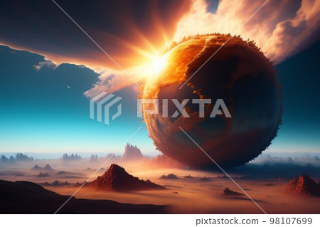 A planet buried in the desert weathering ruin A planet buried in the desert weathering ruin 98107699