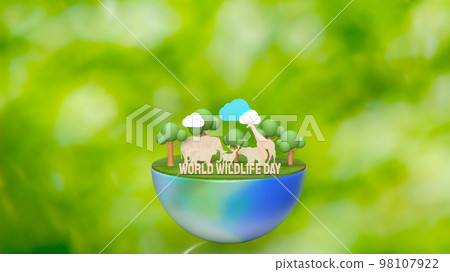 The animal and text for world wildlife day concept 3d rendering The animal and text for world wildlife day concept 3d rendering 98107922