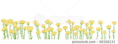 黃色的花朵插畫素材春天的花圃頁腳 98108131
