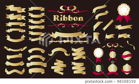 Luxury gold ribbon. Title headline material set 98108150
