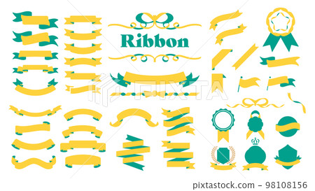 A set of simple yellow ribbon label material A set of simple yellow ribbon label material 98108156